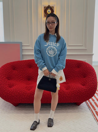 SPORTY & RICH X JUICY COUTURE - Juicy Emblem Crewneck in Sky Blue