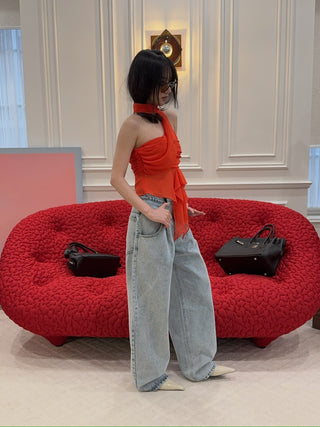 GUIZIO  Chiffon Warp Around Top