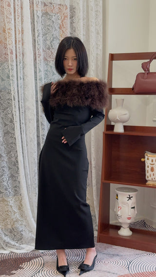 16ARLINGTON - CANTER MIDI DRESS / MERO/NOCCIOLA