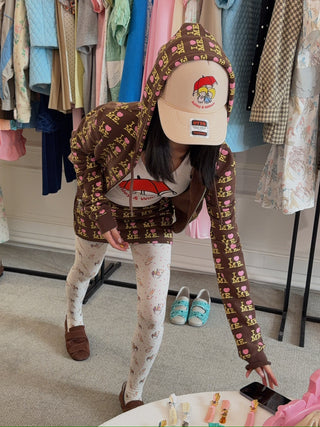 ASHLEY WILLIAMS - Shrunken Hoodie  in I Heart Me Choco