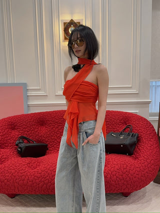 GUIZIO  Chiffon Warp Around Top