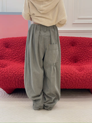 OPEN YY - FULL GATHER PANTS / GREEN