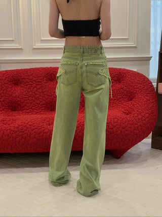 BLUMARINE - Wide Leg Jeans with Butterfly Embroidery
