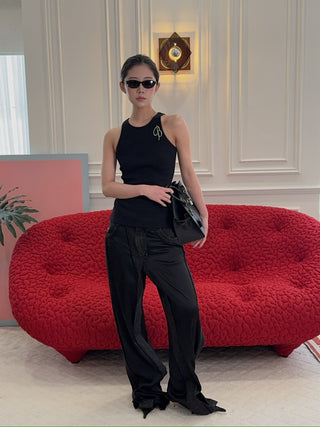 BLUMARINE - RIB TANK TOP / NERO