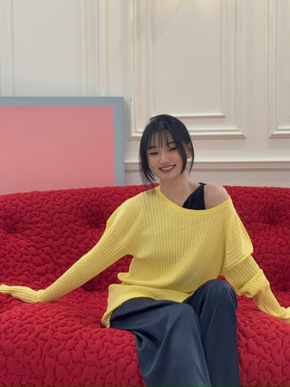 MM6 - FLUTED TEXTURE KNITWEAR / LEMON