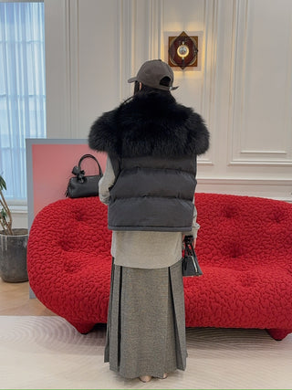 OPEN YY - DOUBLE BELTED MAXI SKIRT / GRAY