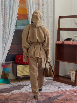 MAGDA BUTRYM - Draped Collar Viscose And Linen Jacket in Beige