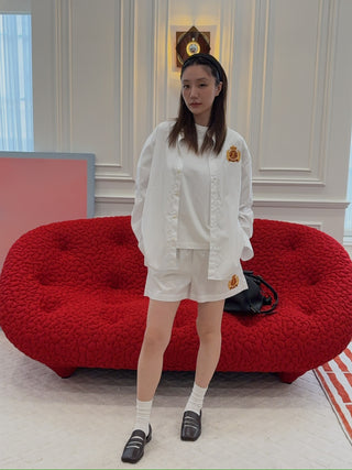 SPORTY & RICH - NY Crest Poplin Short in White