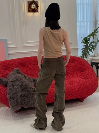 BLUMARINE - VELVET PANTS / DARK OLIVE