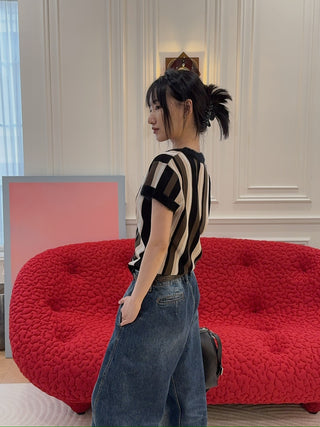 VAILLANT - KNIT TOP STRIPED W/ CONTRAST NECKLINE & CUFF / STRIPES