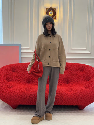 ALLUDE - Wild-length Trousers in Brown