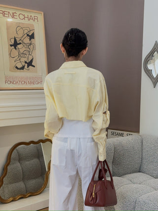 LESUGIATELIER - Knotted Cut-Out Cropped Shirt