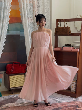 MAGDA BUTRYM - Strapless Pleated Corset Dress in Pink