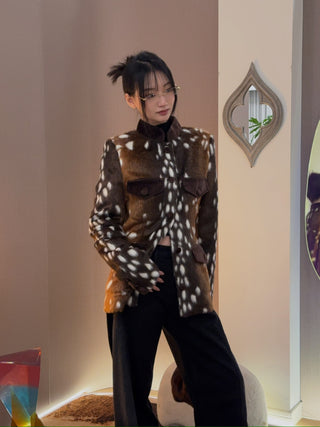 CARELLI - Jackie Deer Jacket in Brown Fawn Print
