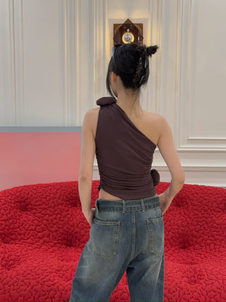 MAGDA BUTRYM -   One-shoulder t-shirt in BORDEAUX