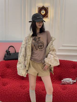 OPEN YY - PET CLUB SHEER LONG SLEEVE / BEIGE