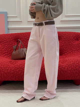 MAGDA BUTRYM - Loose-Leg Denim Pants in Pink