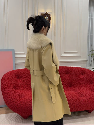 COMMON LEISURE YOU&ME TRENCHCOAT W/ SHEARLING LAPEL