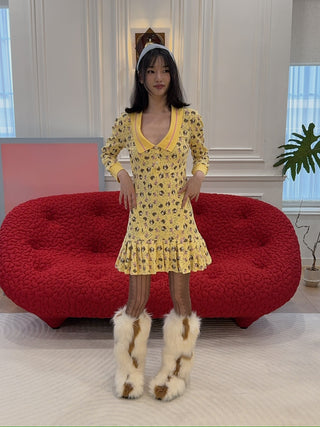 ASHLEY WILLIAMS - L/S AMELIA SHORT DRESS / GIRL BABY YELLOW