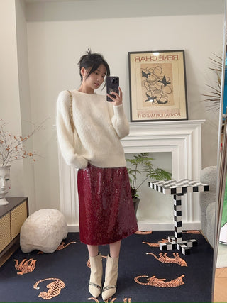 16ARLINGTON - SEPHIA KNIT JUMPER / ALPACA KNIT BIANCO