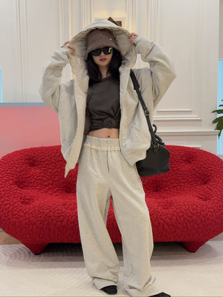 MAGDA BUTRYM - Lace-detail sweatpants in grey