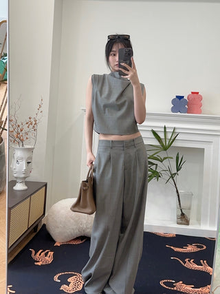 MAGDA BUTRYM Wide leg tailored wool pants in grey