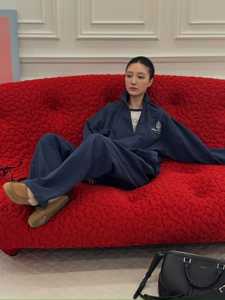 SPORTY & RICH - Vendome Quarter Zip in Navy