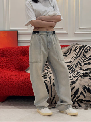 MM6 Maison Margiela- Wide-Leg Denim Jeans in Light Blue