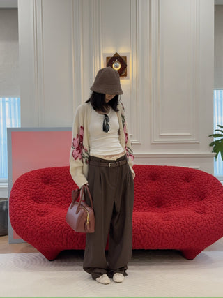 MAGDA BUTRYM -Lace-detail wool tapered trousers in brown