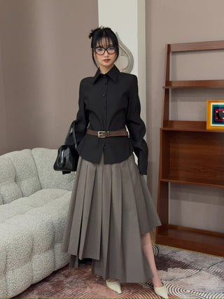 ROKH Box Pleats Midi Skirt
