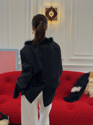 BONBOM FURRY SHAWL BLAZER