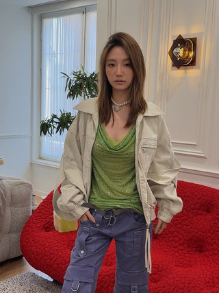 BLUMARINE DENIM BOMBER JACKET