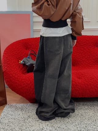 MM6 Maison Margiela BLACK WIDE LEGS 5 POCKET JEANS