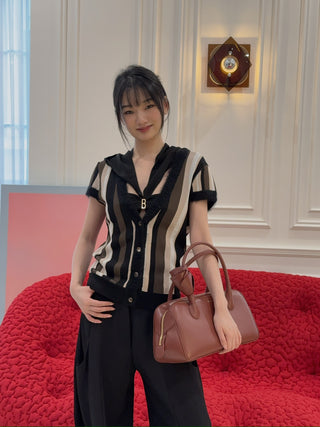 VAILLANT - KNIT TOP STRIPED W/ CONTRAST NECKLINE & CUFF / STRIPES