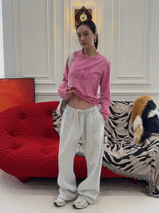 SPORTY & RICH X JUICY COUTURE - Juicy Emblem Wide Sweatpant in Heather Gray
