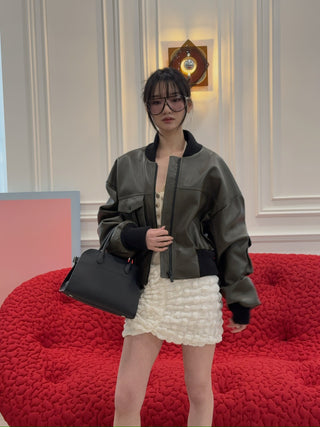 THE MANNEI LE MANS CROPPED BOMBER GREEN