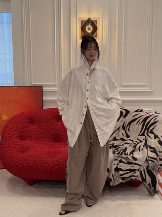 THE MANNEI - Wide Trousers in Beige