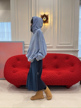 YOUSER - DENIM OR JERSEY SKIRT / NAVY