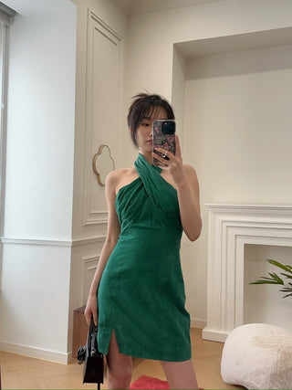 GIUSEPPE DI MORABITO SUEDE LEATHER MINI DRESS