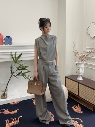 MAGDA BUTRYM Wide leg tailored wool pants in grey