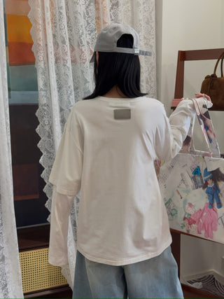 AYA MUSE - Double Layer T-shirt in White