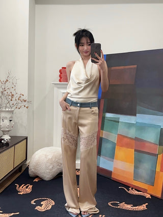 THE ANDAMANE VERUSHKA TOP Cowl Neck Top Satin Ivory