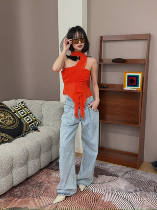 GUIZIO  Chiffon Warp Around Top