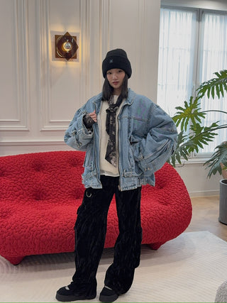 HED MAYNER - BELTED DENIM JACKET