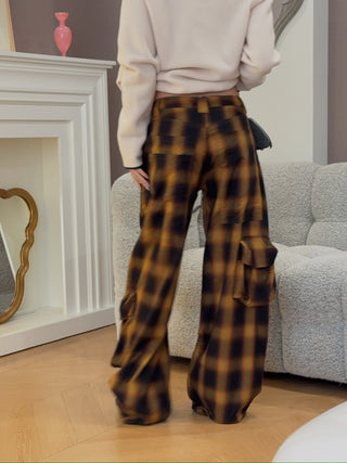 COLLINA STRADA Brown Check Lawn Cargo Pant in Brown/Black
