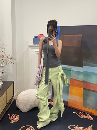 BLUMARINE DENIM PANTS WITH BOWS