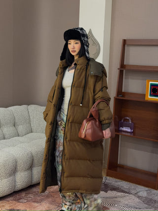 SIMONETTA - GANNA - LORO PIANA WOOL DOWN COAT WITH HOOD