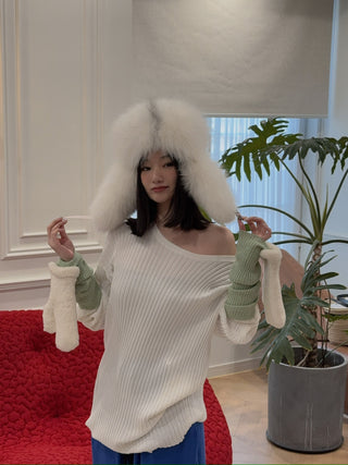 YVES SALOMON - Loro Piana Flannel and fox fur ushanka