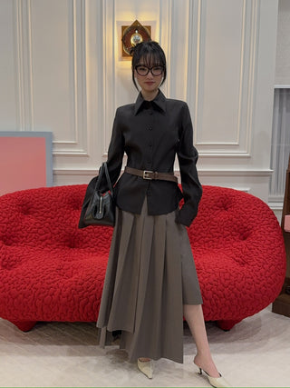 MAGDA BUTRYM - Tailored wool shirt in black