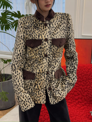 CARELLI - Carol Leopard Jacket in Beige Leopard Print